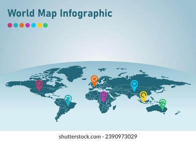 Weltkarte Infografik mit Farbzeigern. Vektorgrafik.