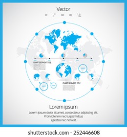 World map with infographic elements. Vector