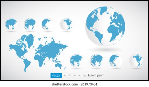 World Map Infographic With Globe Icons