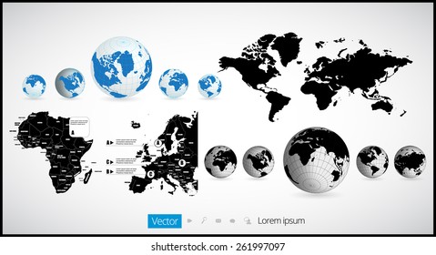 World map infographic with Globe icons
