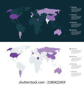 World Map Infographic, Heat Map, Vector Map, Countries Heat Map