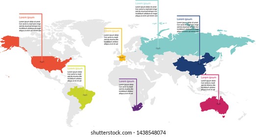 world map infographic, world map information