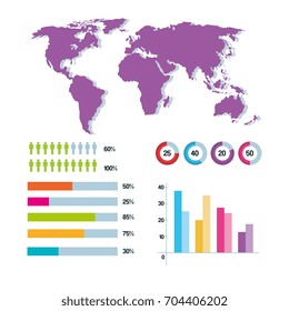 world map infographic information report network