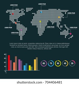 world map infographic information report network