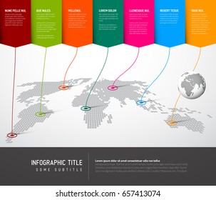 World map infographic: Light World map with colorful pointers