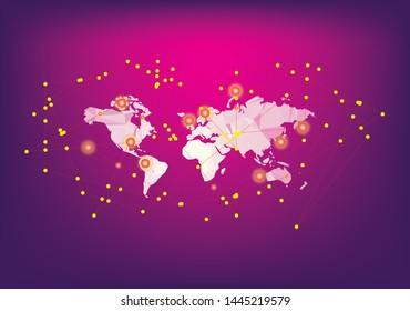 World Map infographic with particles connection. Vector EPS