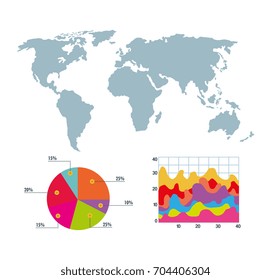 world map infographic pie chart graph