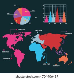 world map infographic pie chart graph