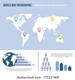 world map infographic pointer population graph