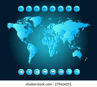World map infographic technology blue color  vector