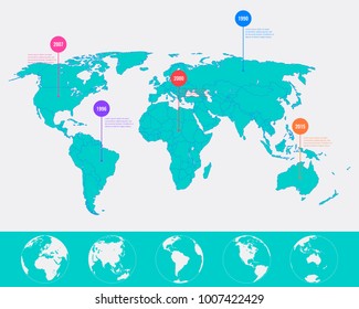 World map infographic template. All country are selectable. Vector illustration