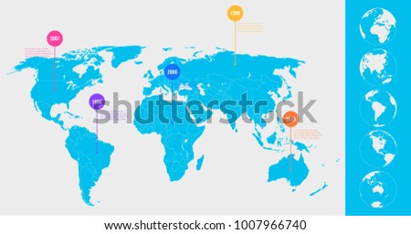 World map infographic template. All country are selectable. Vector illustration