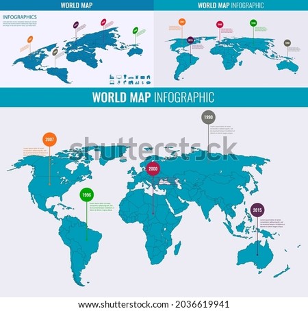 World map infographic template. All country are selectable. Vector illustration