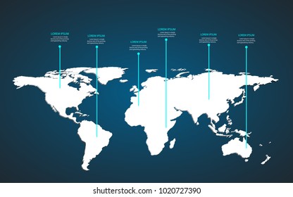 World map infographic template. Colorful origami banner collection.