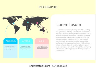 World map infographic template. Colorful pastel concept. use for layout, workflow, information or presentation and other. Vector eps10 illustration