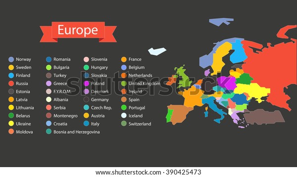 World Map Infographic Template Countries Europe Stock Vector Royalty Free 390425473