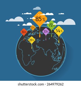 World map infographic template. Design elements