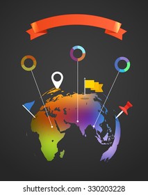 World map infographic template. Design elements