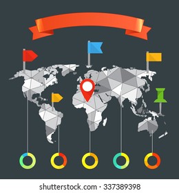 Modelo infográfico do mapa mundial. Elementos de design