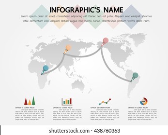 World map infographic template, Eps10, vector illustration, For presentations, brochures, banners, website graphics.