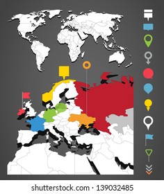 World map infographic template with icons set