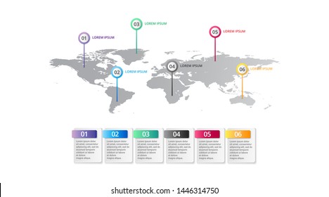 world map Infographic template with icons options . world infographic . business infographic for presentations, layout, banner, chart, info graph.