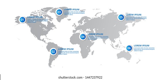 world map Infographic template with icons options  