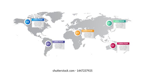world map Infographic template with icons options  