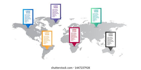 world map Infographic template with icons options  