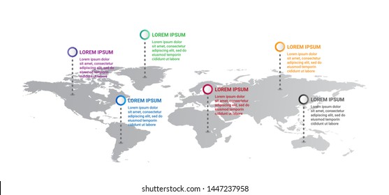 world map Infographic template with icons options  