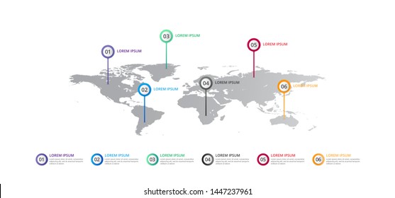 planilla informativa de mapas del mundo con opciones de iconos  