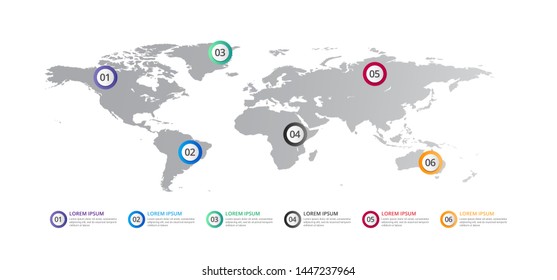 world map Infographic template with icons options  