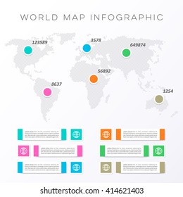 World map infographic template modern vector illustration