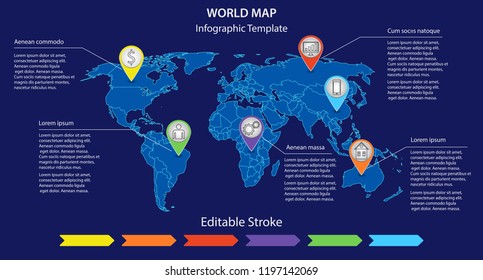 World map infographic template vector illustration