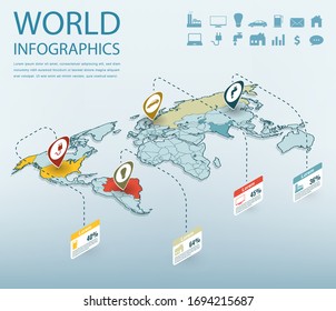 World map infographic template. Vector illustration