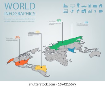 World map infographic template. Vector illustration