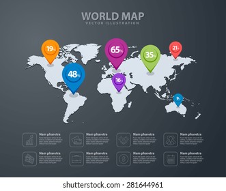 World map infographic template. Vector