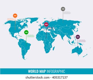 World map infographic template. Vector
