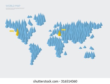 World map infographic triangles. Vector illustration