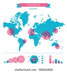 World map infographic. Vector illustration.
