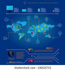World map  infographics design template , 3d vector  illustration.