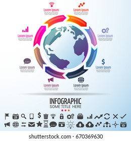 World Map Infographics Design Template,Vector Illustration