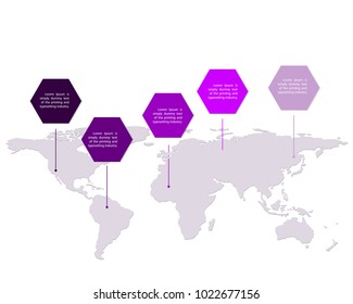 World Map and infographics elements, Ultra Violet color design. Use for modern design, cover, template, decorated, brochure, flyer, presentation and other.