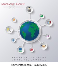 world map infographics with icons set.vector/illustration