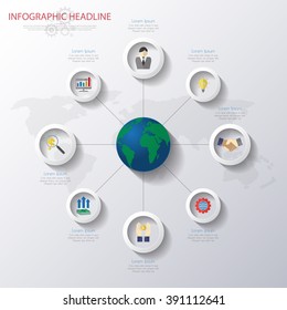 world map infographics with icons set.vector/illustration