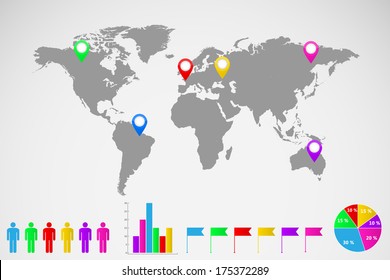 Ilustración de infografías de mapas mundiales