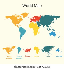 World map infographics. Vector design template of world map with continents.