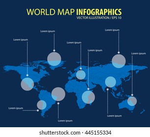 World map infographics. Vector illustration.