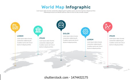 World Map Infographics Vector for Presentation and Slide Show. WIth Simple and Modern Style. Vector EPS 10