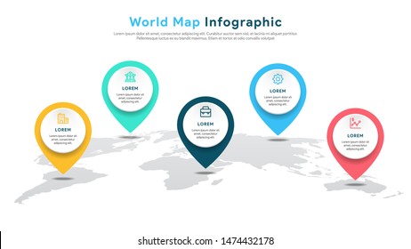 World Map Infographics Vector for Presentation and Slide Show. WIth Simple and Modern Style. Vector EPS 10